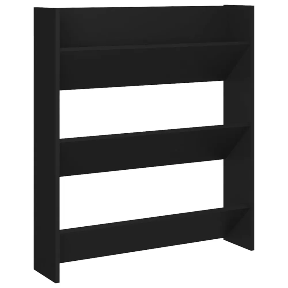 Armoire à chaussures range chaussures rangement meuble entrée couloir salon murale 80 x 18 x 90 cm bois d'ingénierie noir...