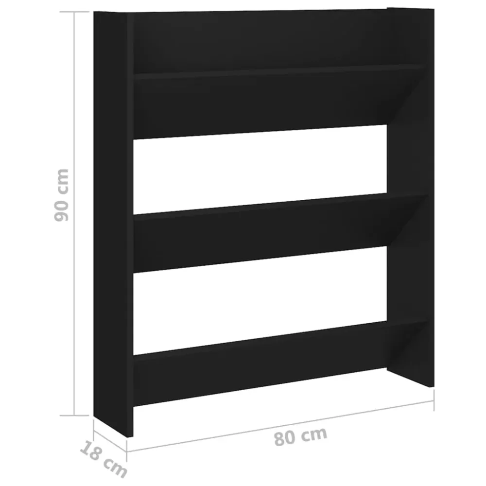 Armoire à chaussures range chaussures rangement meuble entrée couloir salon murale 80 x 18 x 90 cm bois d'ingénierie noir...