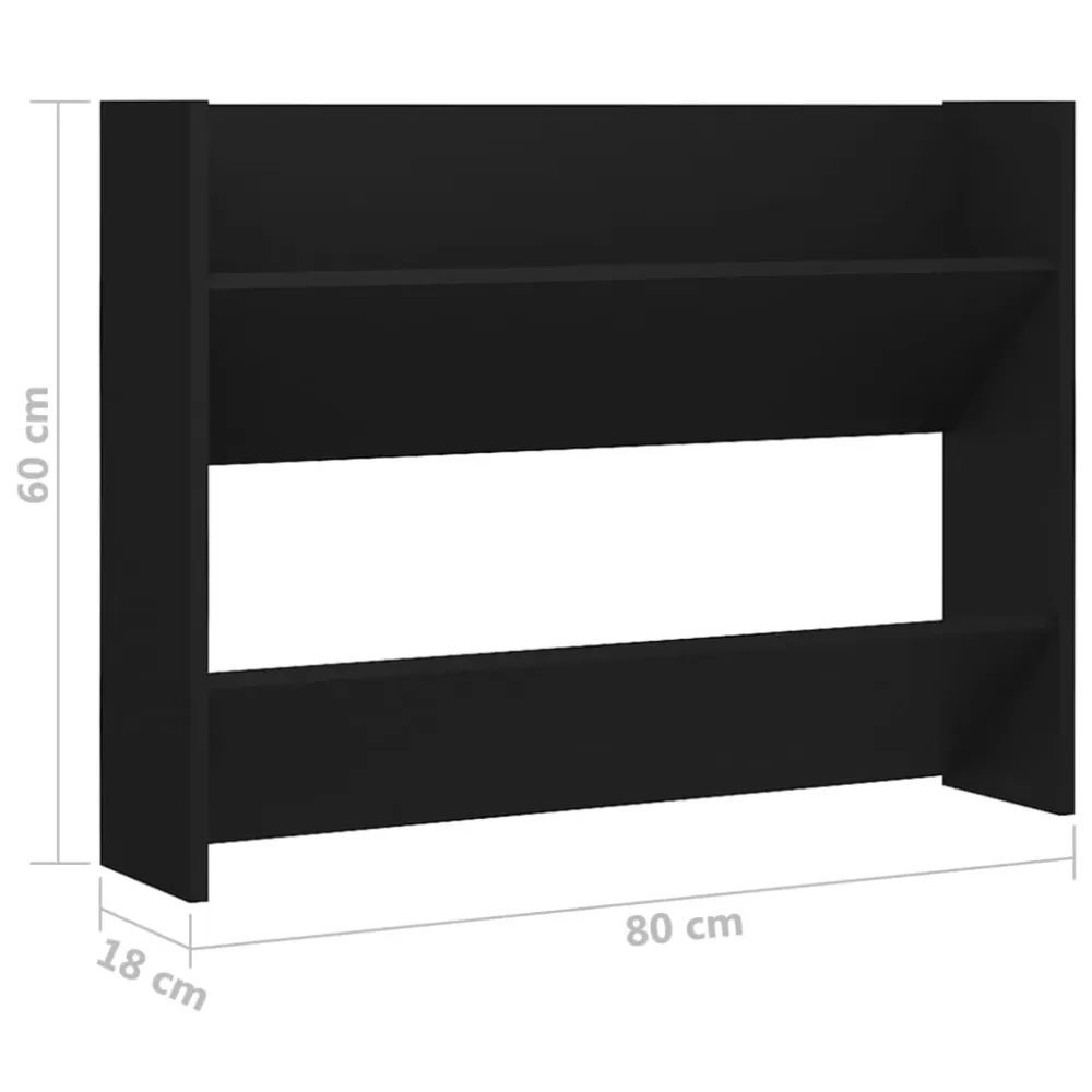 Armoire à chaussures range chaussures rangement meuble entrée couloir salon murale 80 x 18 x 60 cm aggloméré noir 02_0021923