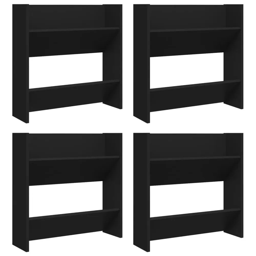 Armoires à chaussures range chaussures rangement meuble entrée couloir salon murales lot de 4 bois d'ingénierie noir 02_00...