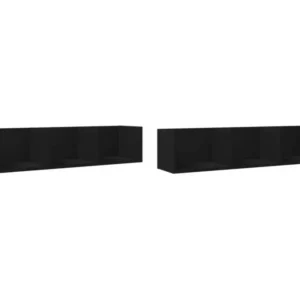 Armoires murales 2 pcs noir 75x18x16,5 bois d'ingénierie