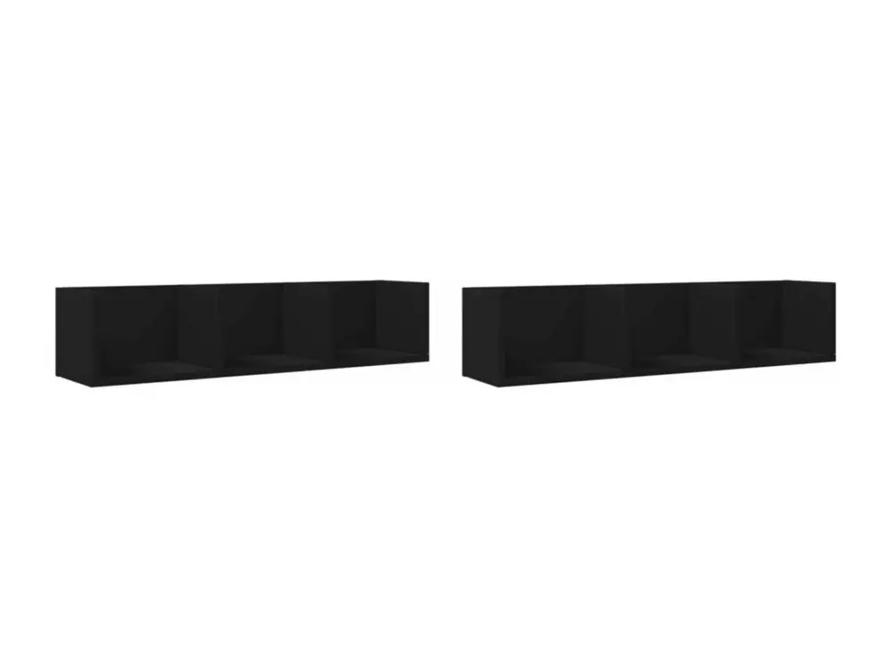 Armoires murales 2 pcs noir 75x18x16,5 bois d'ingénierie