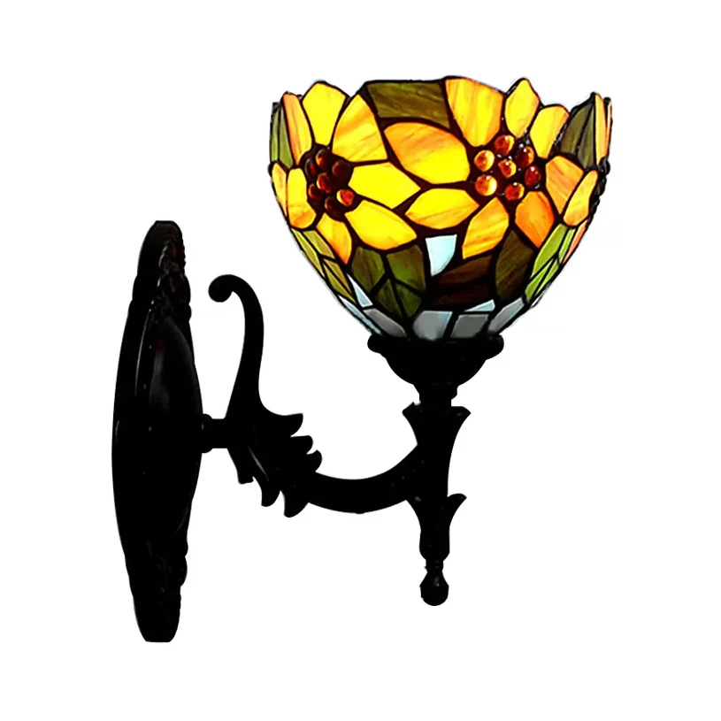 Éclairage mural à fleurs multicolores, luminaire mural rustique Tiffany à lumière distinctif pour couloir