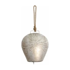 Cloche Edelweiss en métal blanchi 26 cm