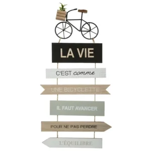 Déco murale en bois Pancarte avec Citation Vélo 28 x 56 cm