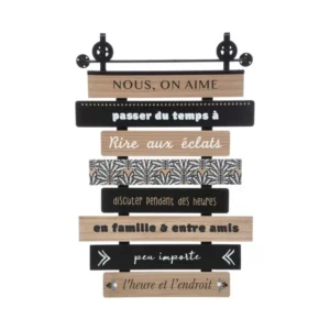 Déco murale Pancarte Message en bois et métal noir 48 x 72 cm