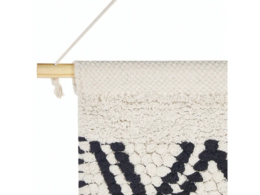 Décoration murale en coton avec pompons crème et noir FAZILPUR
