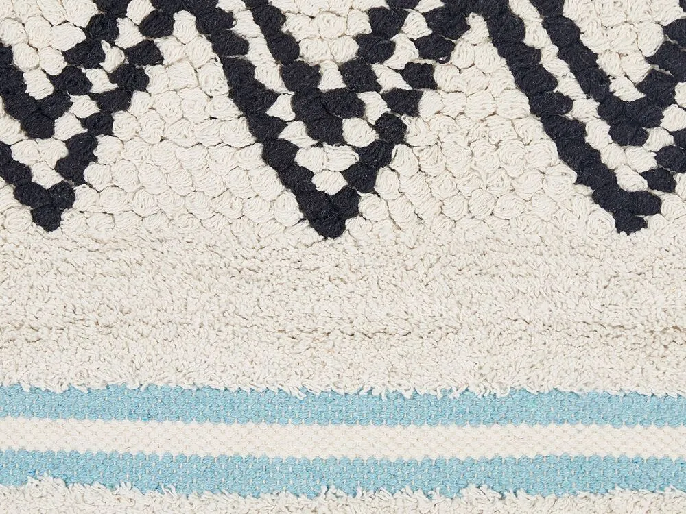 Décoration murale en coton avec pompons écru et noir FAZILPUR