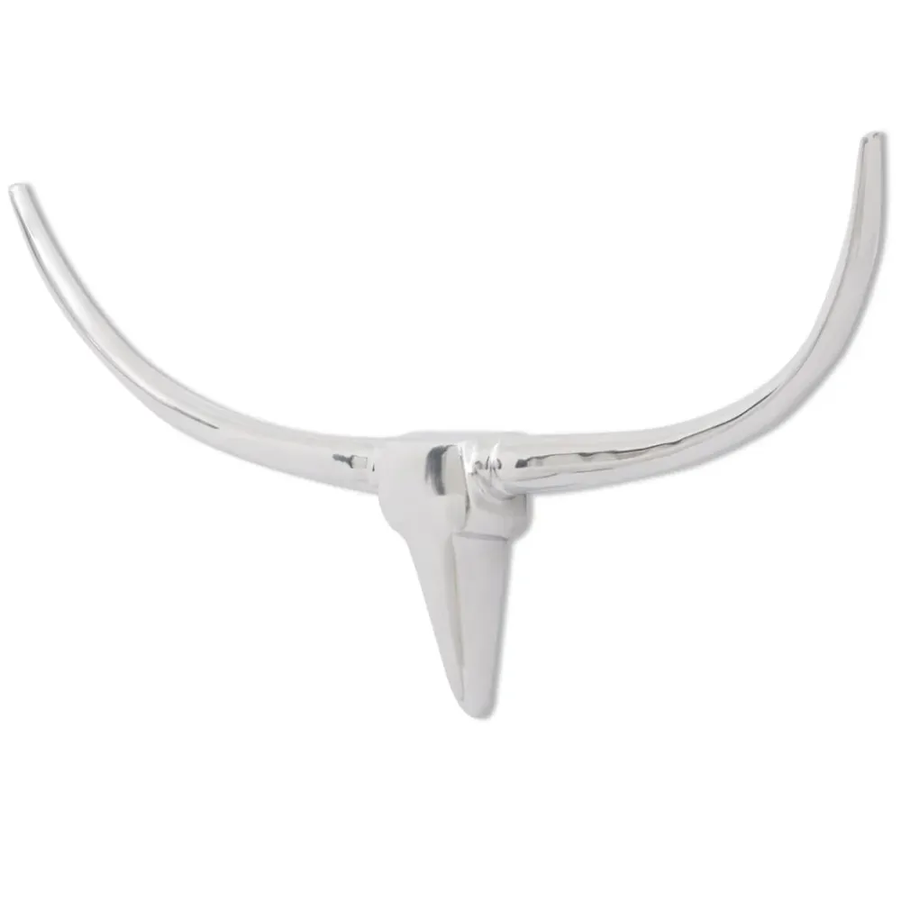 Décoration murale en forme de tête de taureau en aluminium Argent100cm DEC023035
