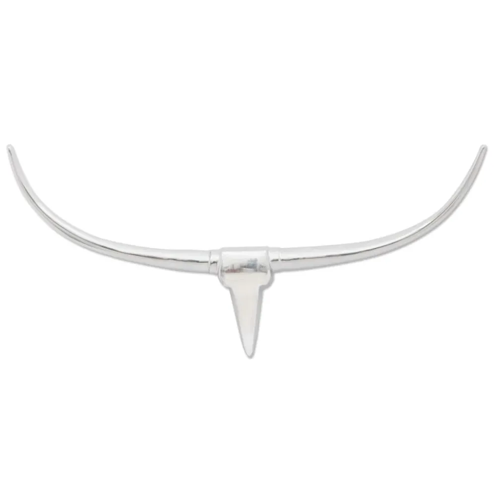 Décoration murale en forme de tête de taureau en aluminium Argent100cm DEC023035
