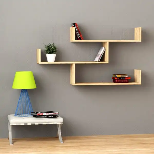 Etagère Murale Déstructurée en Bois Couleur Chêne