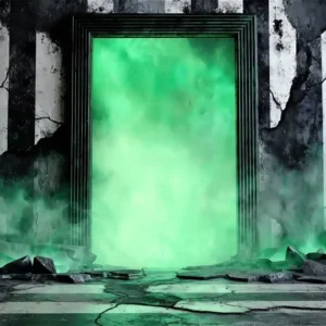 Fond studio halloween Portail Néon Vert Ruines MRR8-20