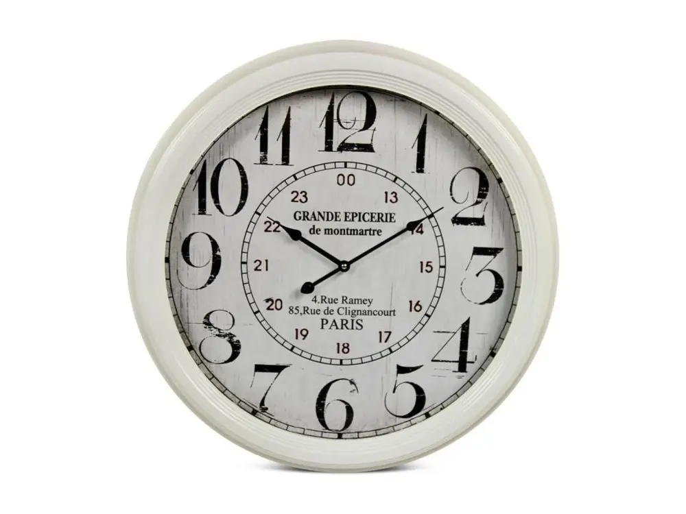 Horloge Ancienne Murale Grande Epicerie de Monmartre Métal Blanc 62cm