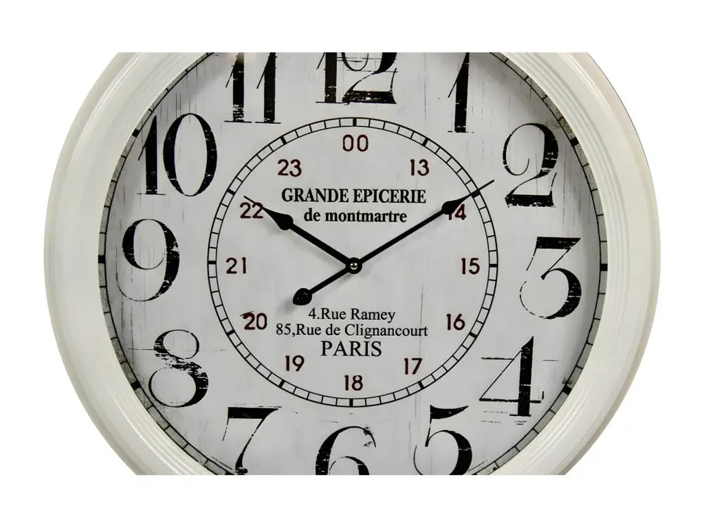 Horloge Ancienne Murale Grande Epicerie de Monmartre Métal Blanc 62cm