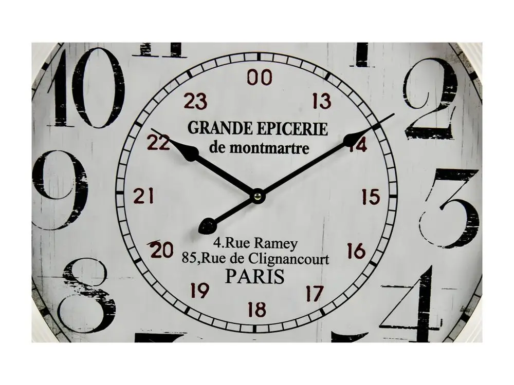 Horloge Ancienne Murale Grande Epicerie de Monmartre Métal Blanc 62cm