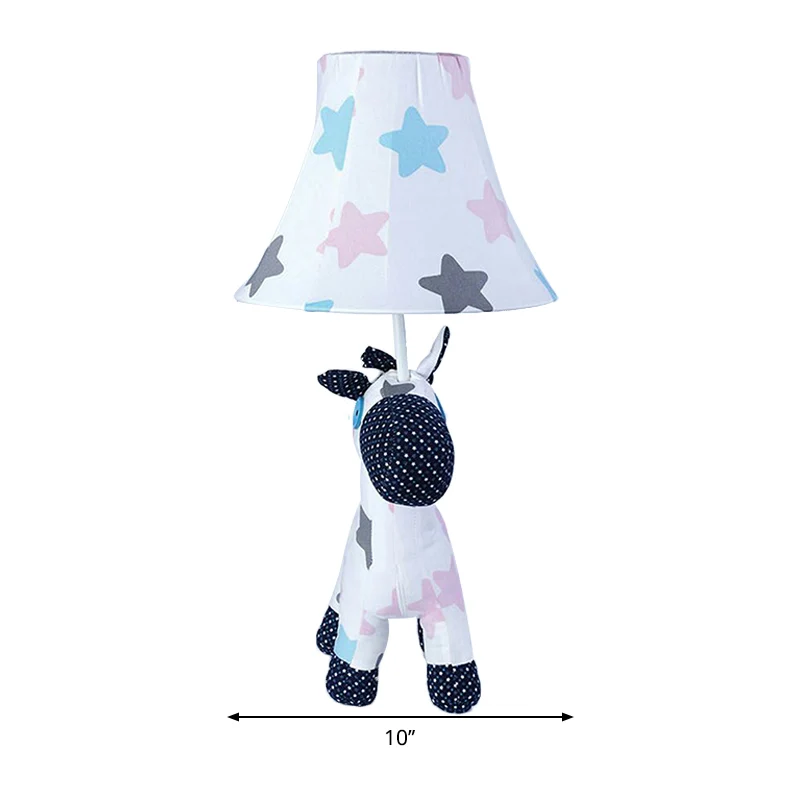 Lampe de bureau Pony en tissu avec abat-jour conique et motif étoile/feuille d'érable, lampe de bureau à 1 lumière de dess...