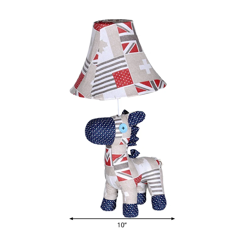 Lampe de bureau Pony en tissu avec abat-jour conique et motif étoile/feuille d'érable, lampe de bureau à 1 lumière de dess...