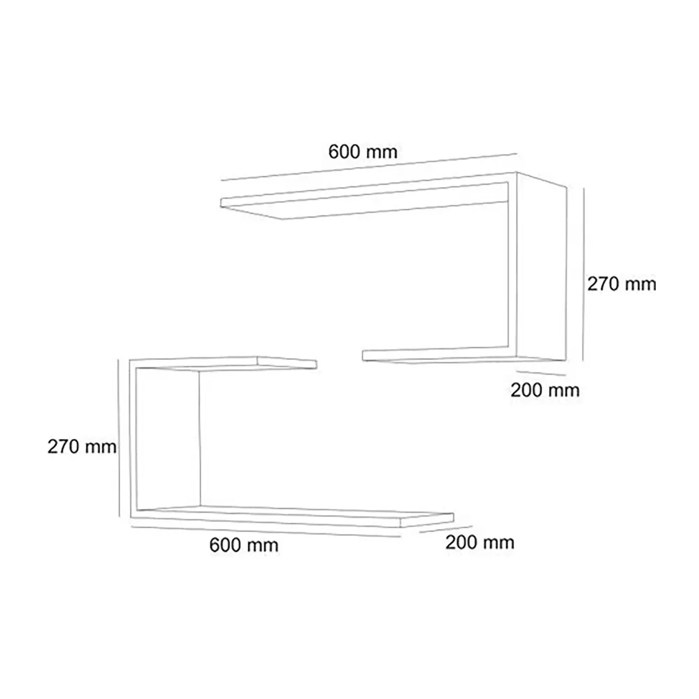 Lot de 2 étagères murales 27 x 60 x 20 cm blanc 03_0007090