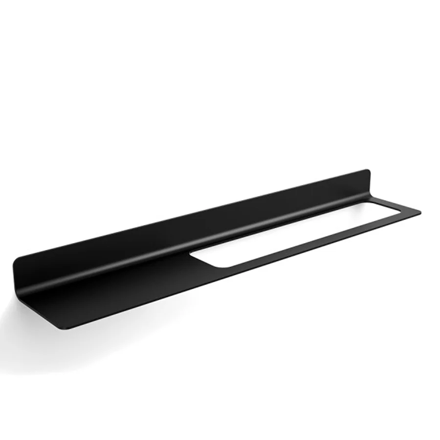 Étagère murale avec trou porte-serviettes côté droit en aluminium peint noir collection Lineabeta Saeta
