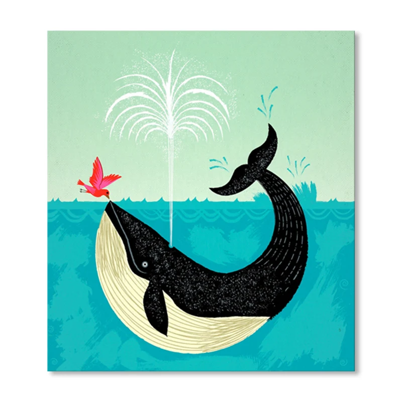 Toile enveloppée d'animaux marins, décoration murale texturée pour enfants, couleur douce, pour chambre d'enfant