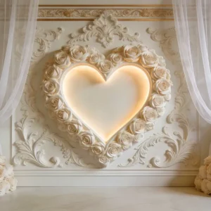 Toile de fond cœur Mur cœur rose ivoire Salon Toile de fond Saint-Valentin LXX512-143