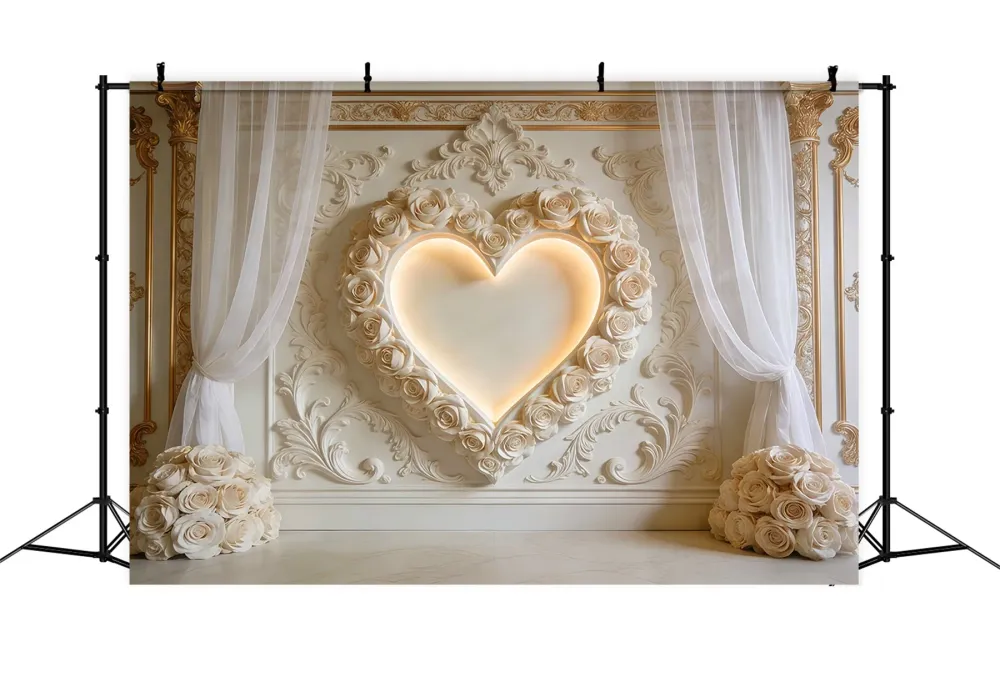 Toile de fond cœur Mur cœur rose ivoire Salon Toile de fond Saint-Valentin LXX512-143