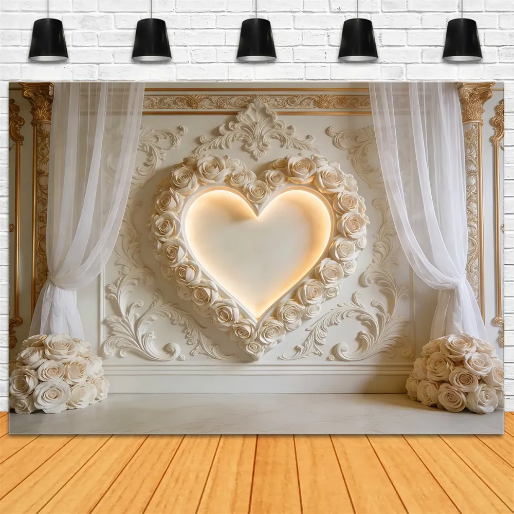 Toile de fond cœur Mur cœur rose ivoire Salon Toile de fond Saint-Valentin LXX512-143