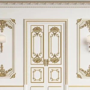 Toile de fond de Mur blanc cadre européen maison récent pour le studio G-532