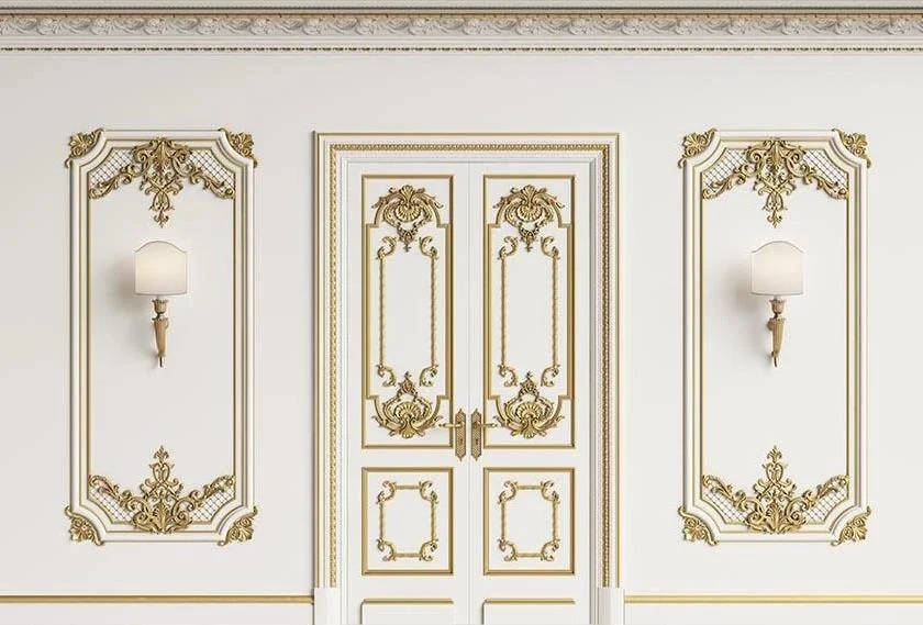 Toile de fond de Mur blanc cadre européen maison récent pour le studio G-532