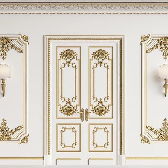 Toile de fond de Mur blanc cadre européen maison récent pour le studio G-532
