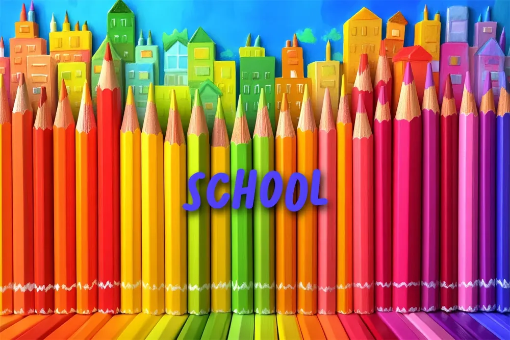 Toile de fond Photo Rentrée des Classes Art Urbain Crayons Colorés CSH3-45
