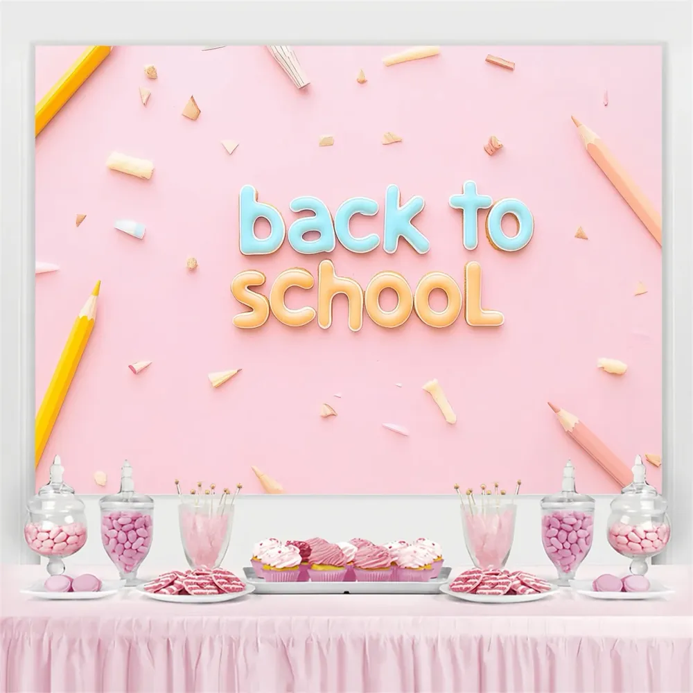 Toile de fond Rentrée des Classes Crayon Minimaliste Rose CSH3-86