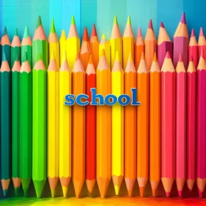 Toile de fond Rentrée des Classes Crayons de Couleur Arc-en-Ciel CSH3-43
