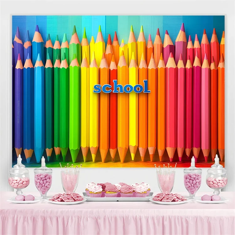 Toile de fond Rentrée des Classes Crayons de Couleur Arc-en-Ciel CSH3-43