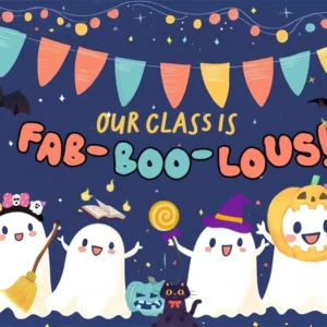 Toile de fond Rentrée des Classes Salle de Classe Halloween Mignonne CSH3-68
