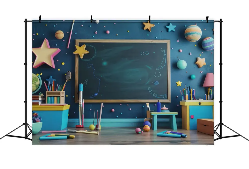 Toile de fond Rentrée des Classes Salle de Classe Thème Espace GQ3-110