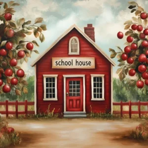 Toile de fond Rentrée des Classes Verger de Pommes et École GQ3-113