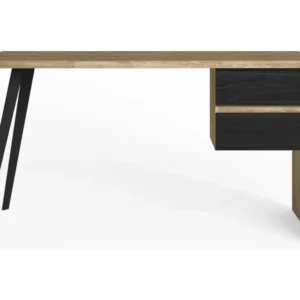 Bureau 2 tiroirs effet bois et noir 136 cm - Scott avec 4 Couleurs Incluses