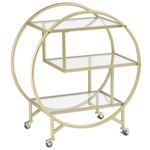 En métal Drinks Trolley Glass Top Gold COLTON