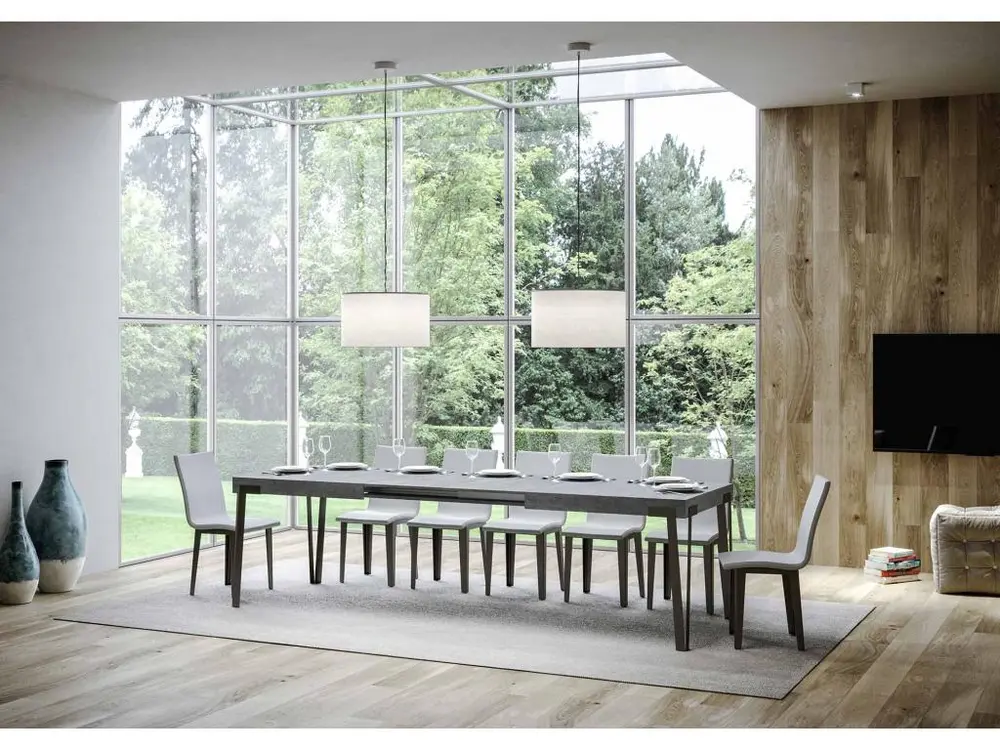 Table Rio Extensible Dessus Ciment 90x180 Allongée 284 cadre Anthracite