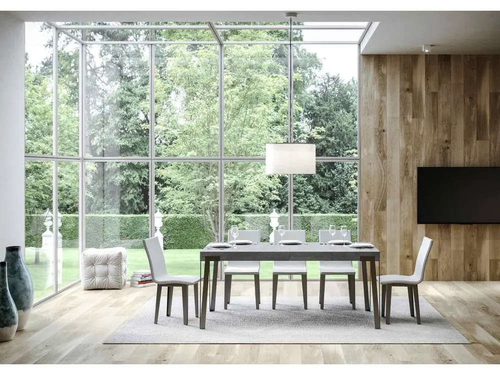 Table Rio Extensible Dessus Ciment 90x180 Allongée 284 cadre Anthracite