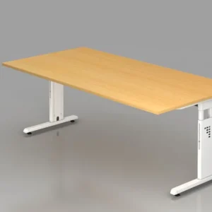 Bureau Hammerbacher pied C 200x100cm hêtre/blanc hauteur de travail 65-85 cm VOS2E/6/W prendre à bas prix