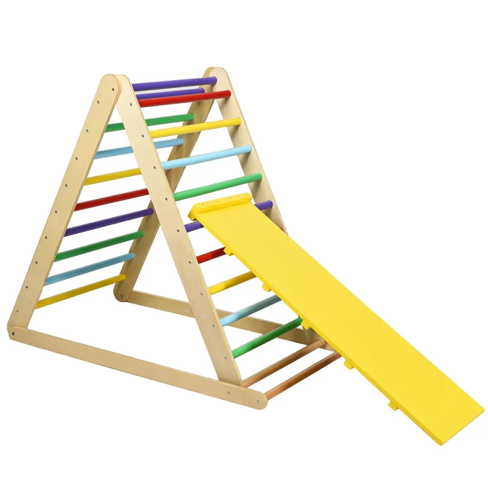 Échelle d’escalade triangle d'escalade pour enfant en bois pour garçons et filles 3 ans+ 20_0005343