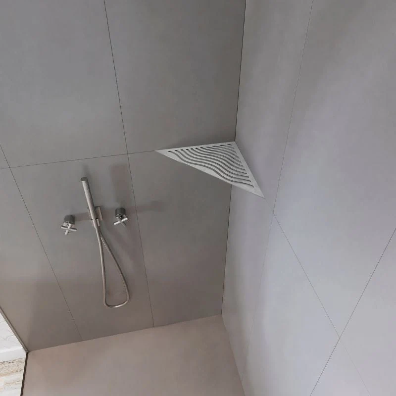 Etagère d'angle triangulaire MARMOX AQUA-TRI - Modèle aqua - Acier inox brossé - Gris - 3mm