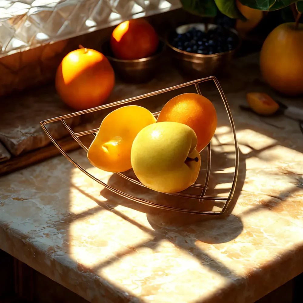 Kitchen Life Triangular Fruit Basket Gris argent