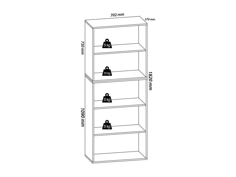 Lona XXL Étagère de bureau avec 3 compartiments, gris.
