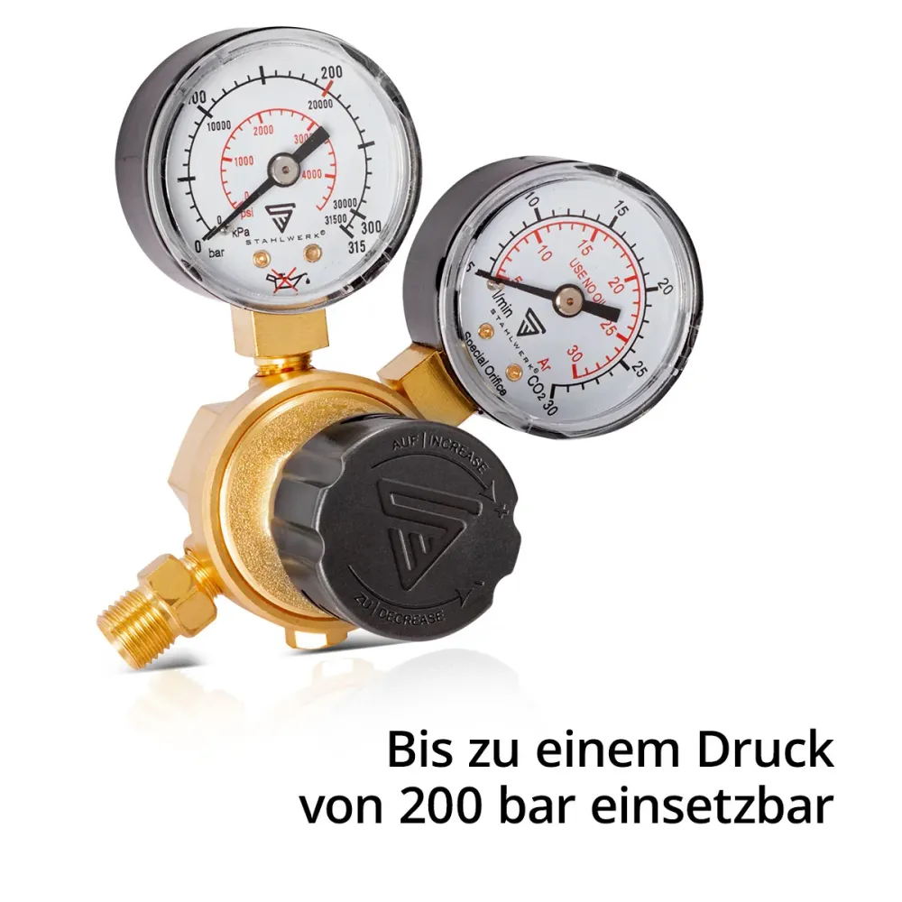 Réducteur de pression STAHLWERK ST-215 selon la norme DIN EN ISO 2503 régulateur de pression jusqu'à 200 bar en laiton de...