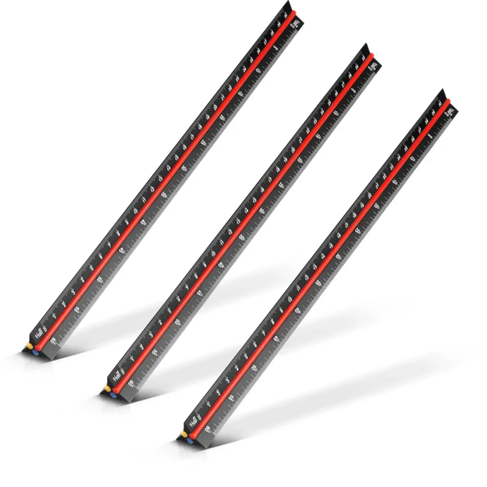 Steelworks Dreikant-Line-lineal 3 Set 30 cm avec échelles métriques dans une échelle de 1: 100 | 1: 200 | 1: 300 | 1: 400...