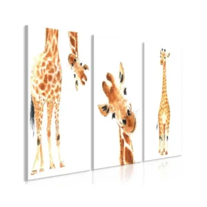 Tableau Funny Giraffes 3 Pièces : Taille - 60 x 30 cm