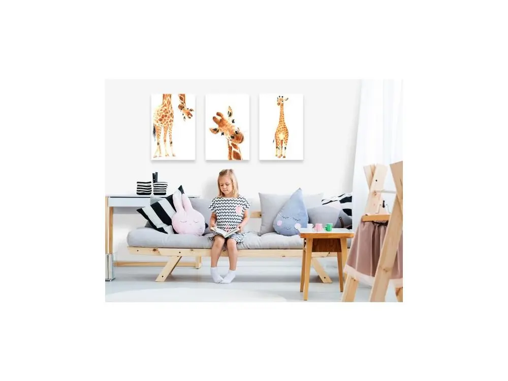 Tableau Funny Giraffes 3 Pièces : Taille - 60 x 30 cm
